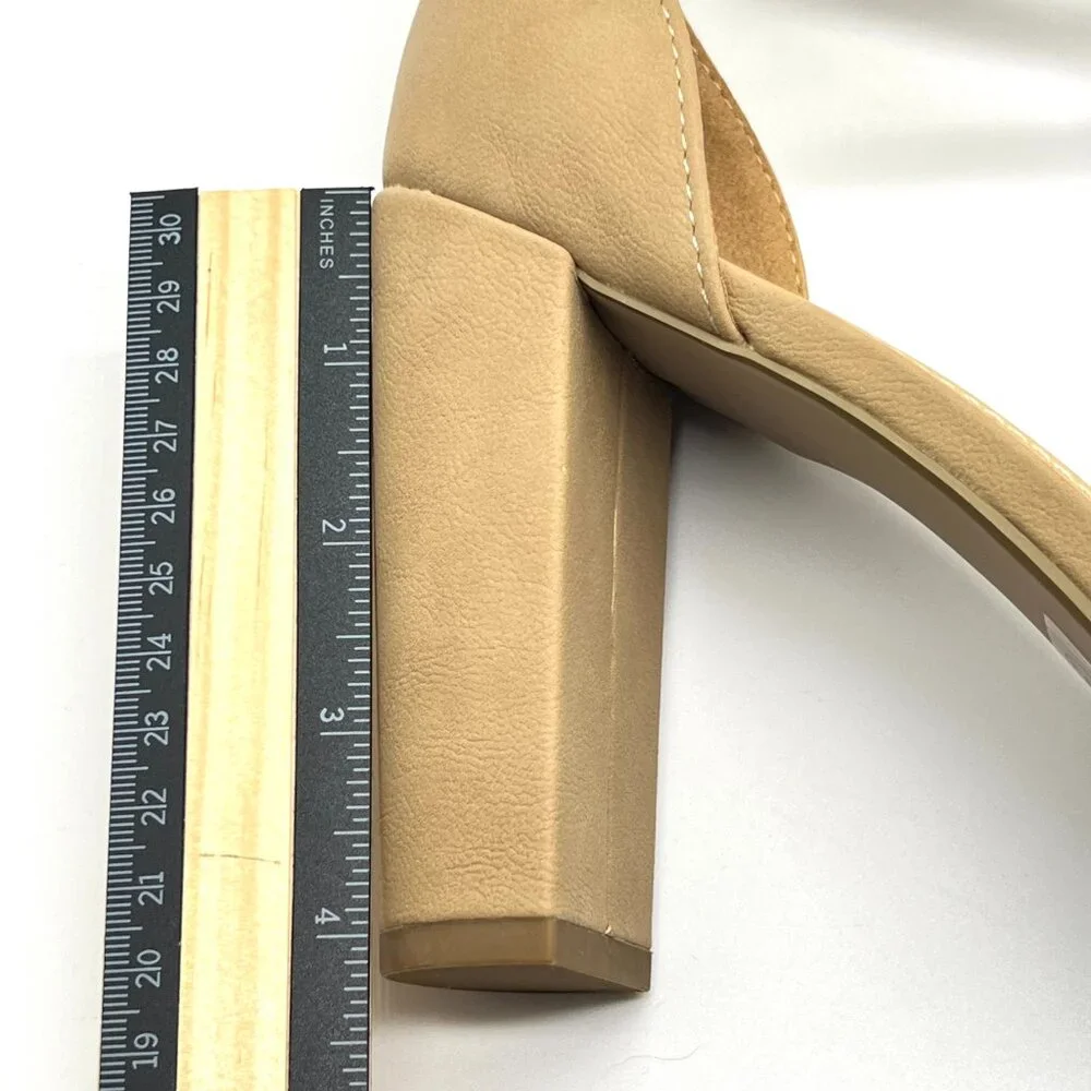 J. Adams Womens Size 9 Tan Beige Nude Neutral Block Heels Sandals Shoes‎